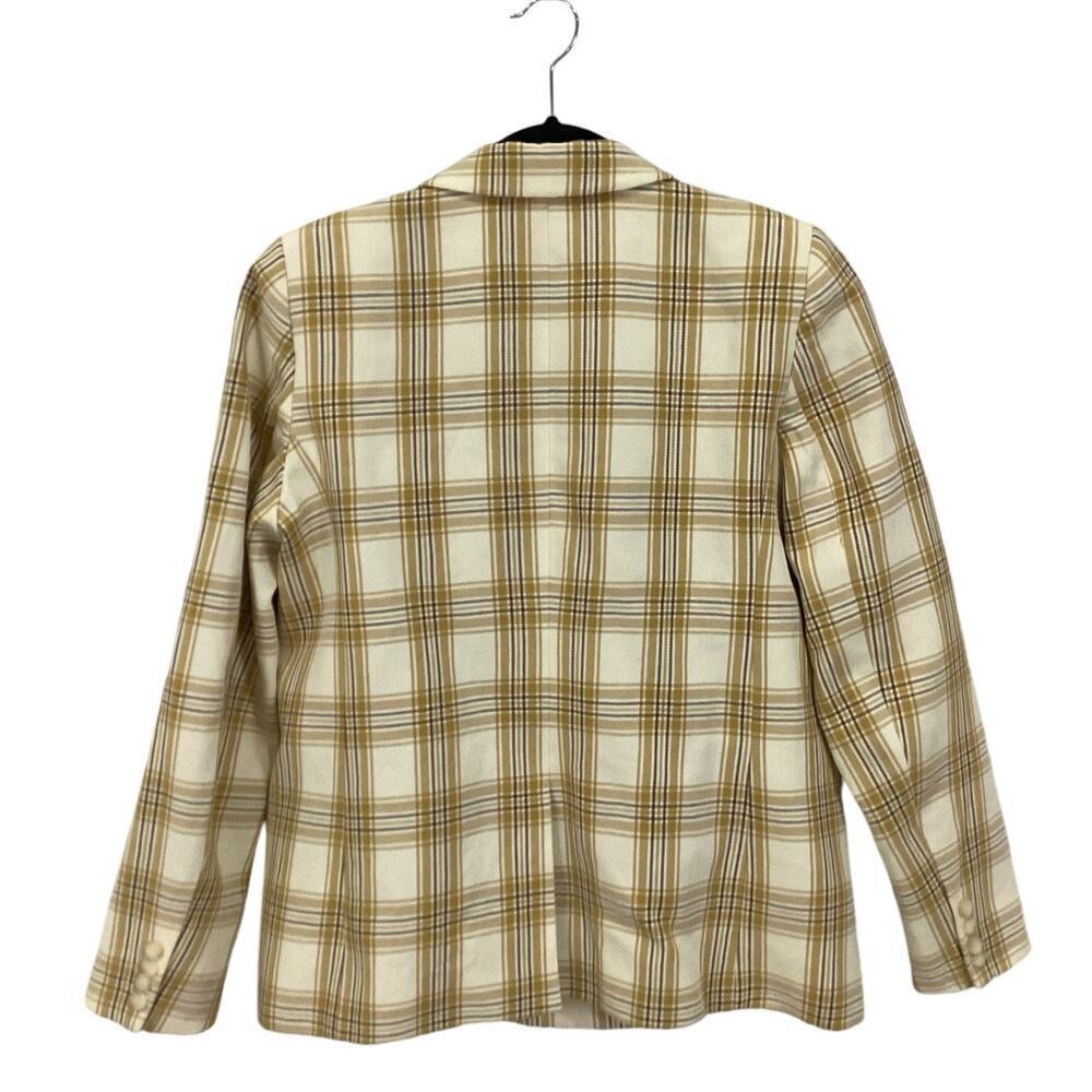 Sezane Christie Jacket Carreau Tile Plaid In Beige Ochre Bordeaux 38 US Size 6 - Picture 11 of 15